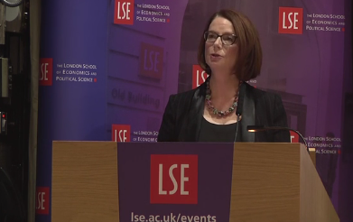 Julia Gillard speaking at LSE event, Education For All: Meeting the Challenges of the 21st Century