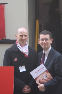Simon Wright MP with Norwich group leader Mark Pointer