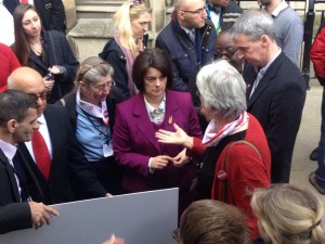 Jane Ellison MP, Public Health Minister for the UK ; hearing all about Find & Treat from grassroots advocates